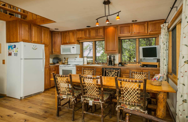 Cabin kitchen at The Glen Eden Resort.