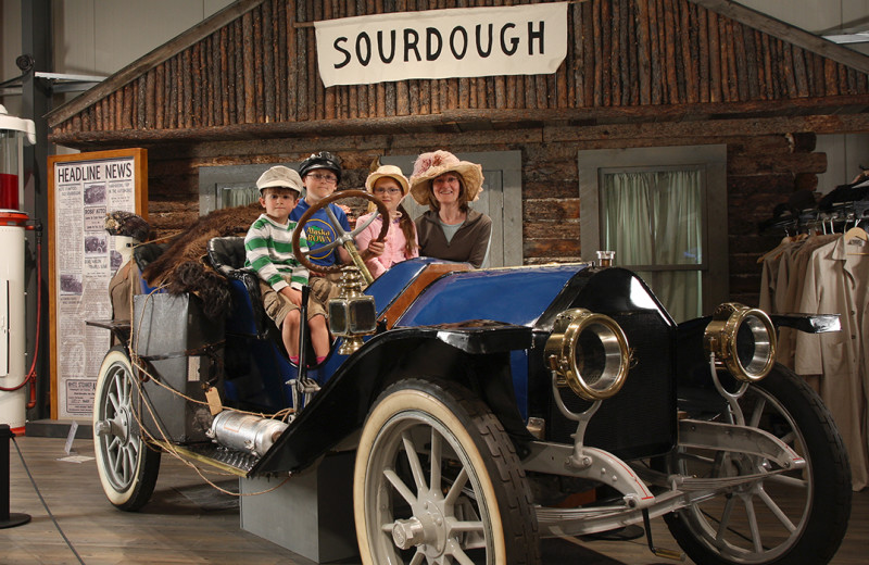 Family in museum at Wedgewood Resort.