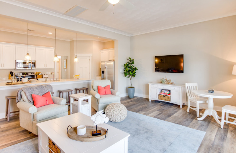 Rental living room at Coastal Accommodations.