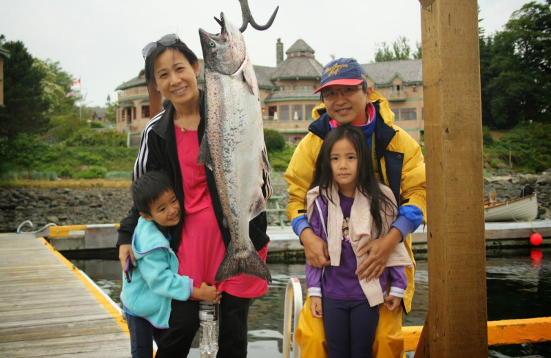 Family fishing at Painter's Lodge.