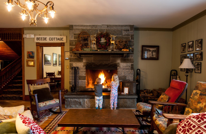 Living room at Keene Valley Lodge.