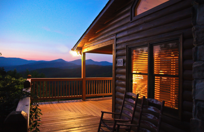 Cabin deck at Mountain Getaway Cabin Rentals.