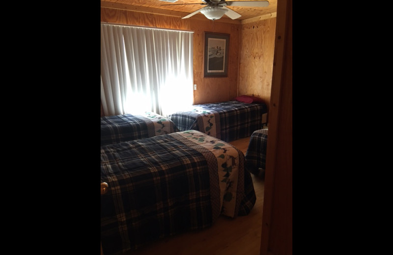 Cabin bedroom at Linder's HideAway Cabins.