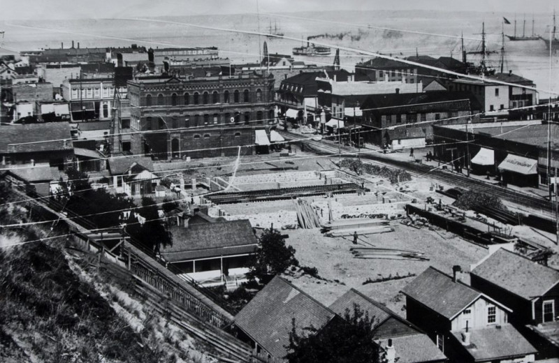 Historic photo of town at Palace Hotel Townsend.