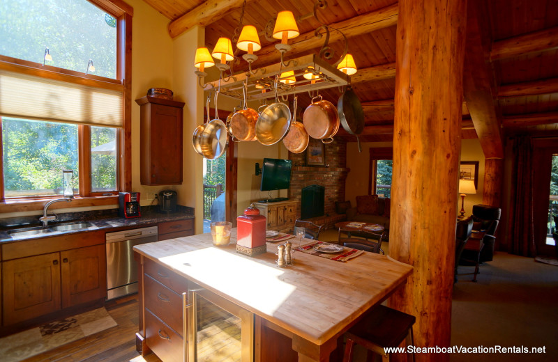 Rental kitchen at Steamboat Vacation Rentals.