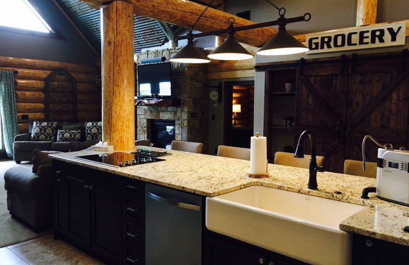 Cabin kitchen at Log Country Cove.