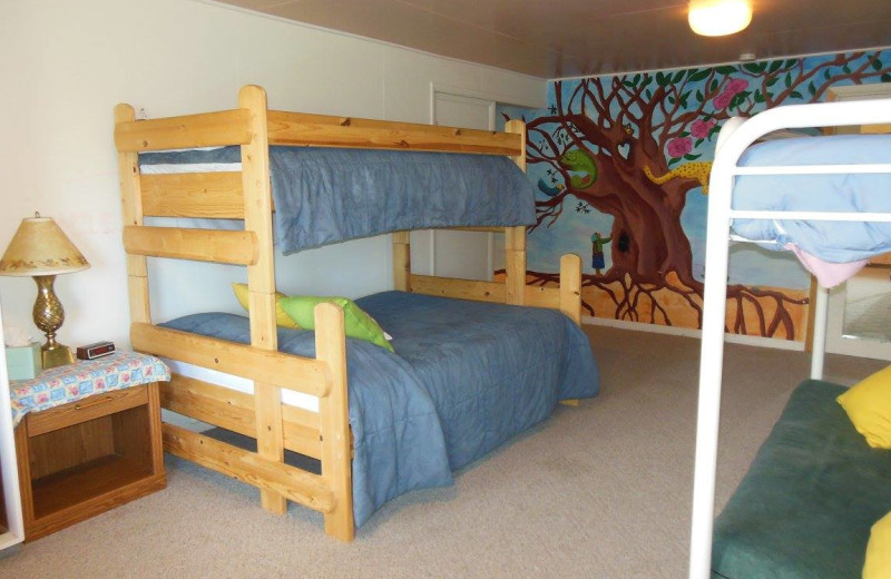 Rental bedroom at Oceanfront Getaways.