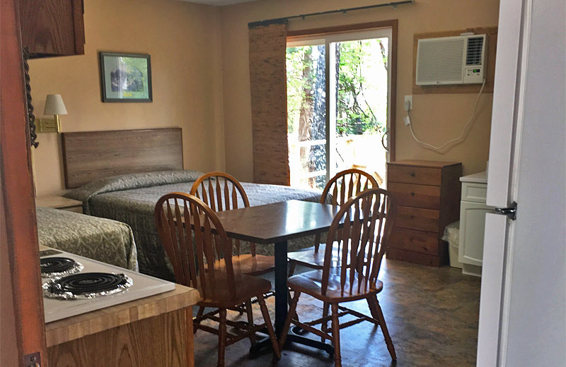 Cabin interior at Golden Arrow Resort.