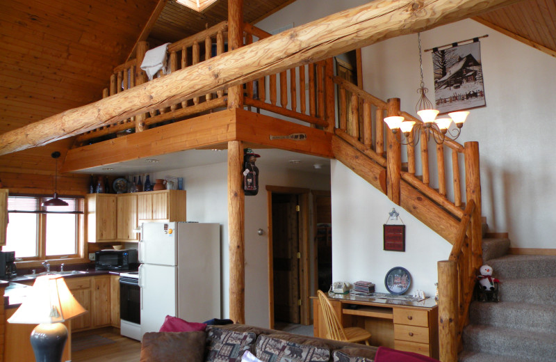 Cabin interior at Rustic Ridge Resort.