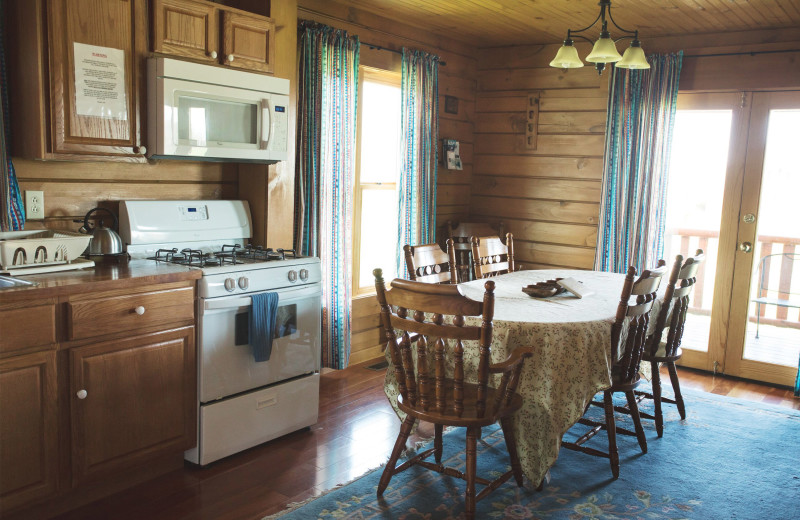 Cabin kitchen at Cobtree Vacation Rental Homes.