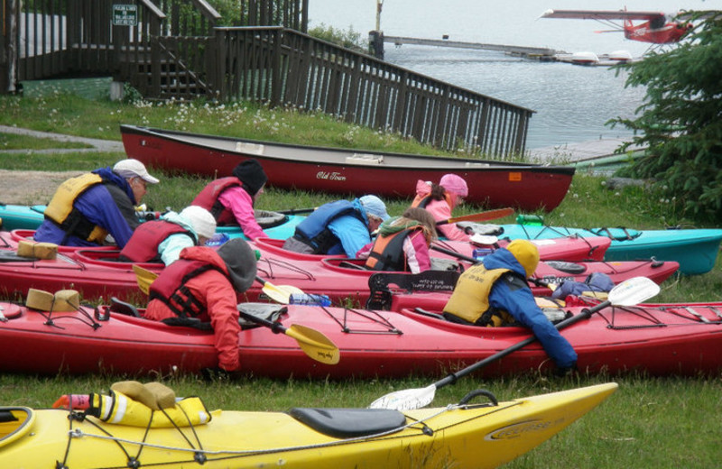 Kayaks at Trail Lake Lodge.