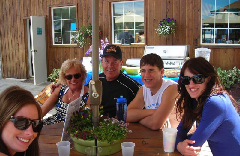 Family dining at Blue Diamond Marina & Resort.