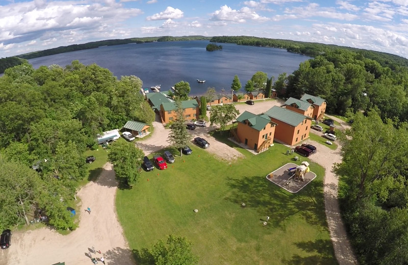 Aerial view of Campfire Bay Resort.