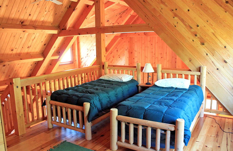 Cabin bedroom at Zup's Fishing Resort and Canoe Outfitters.