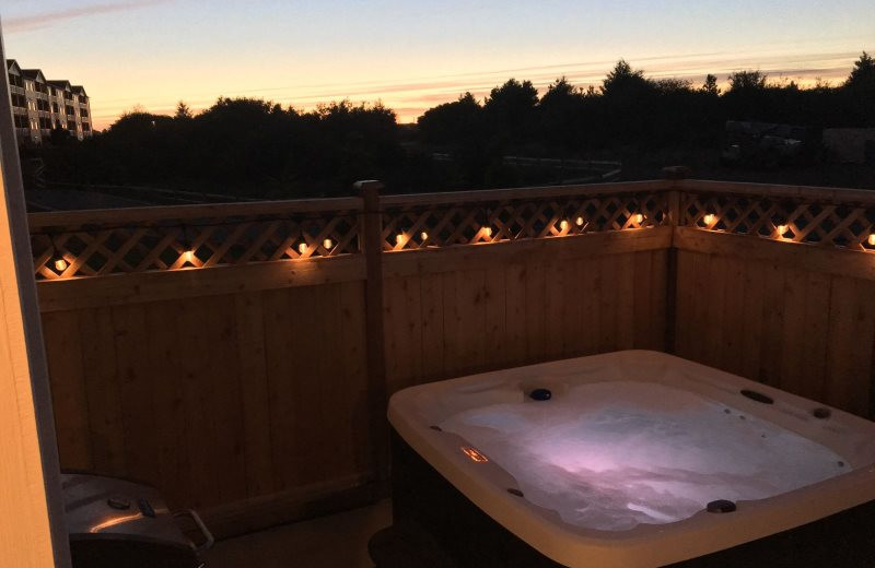Rental hot tub at Oyhut Bay Seaside Village.