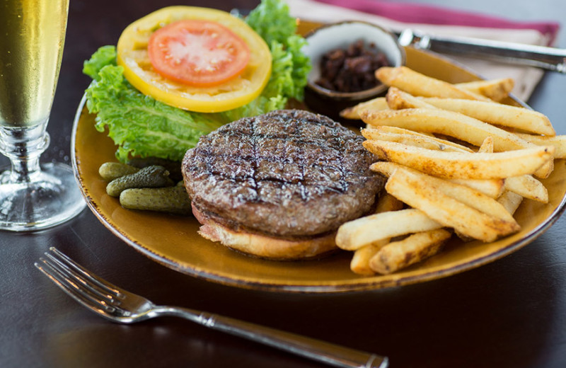 Hamburger and fries at Salamander Resort & Spa.