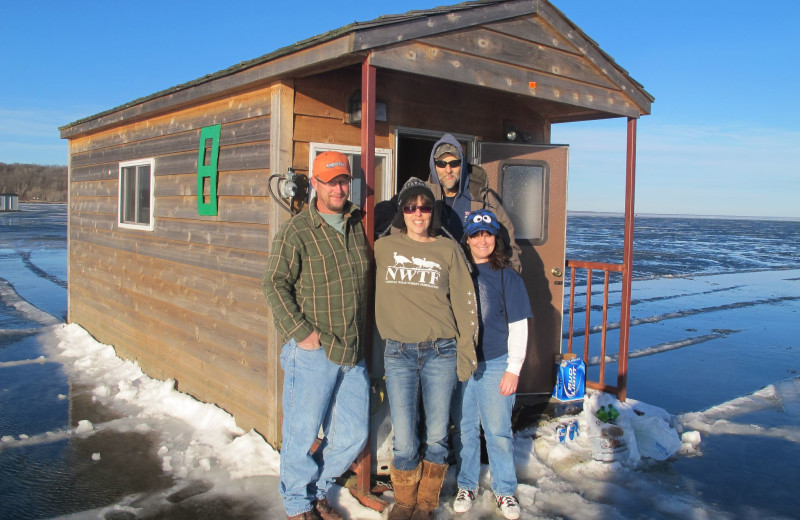Ice fishing at Twin Pines Resort.