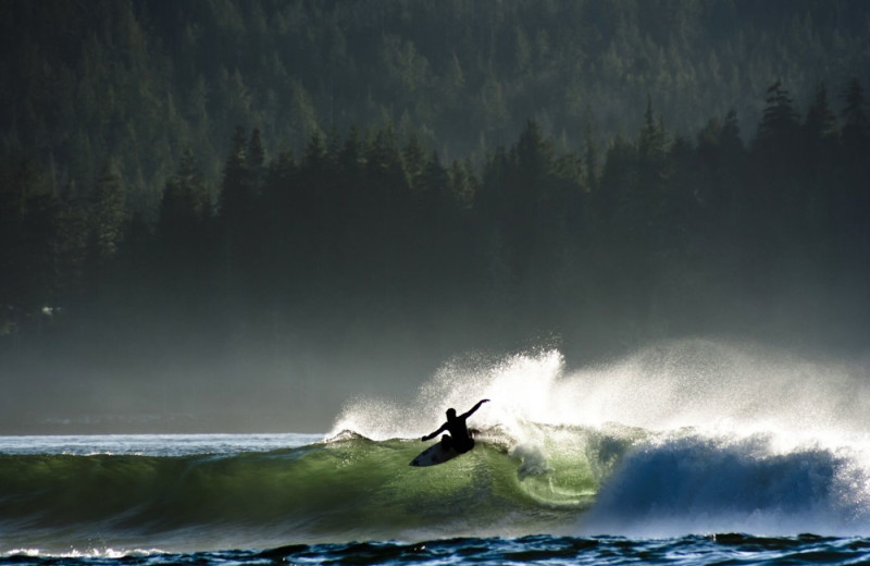 Surfing at Long Beach Lodge Resort.