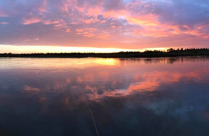 Sunset at Nushagak River Adventure Lodge.