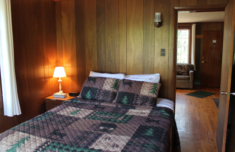 Cabin bedroom at Keweenaw Mountain Lodge.