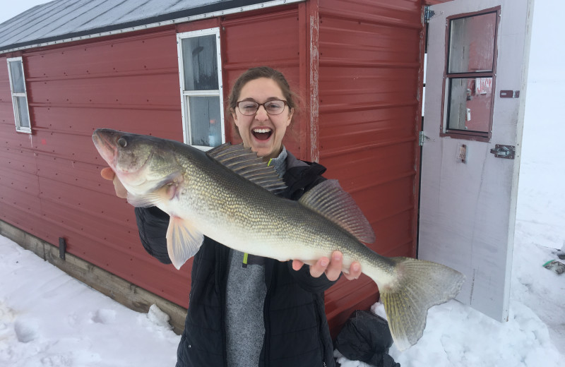 Ice fishing at Arnesen's Rocky Point Resort.