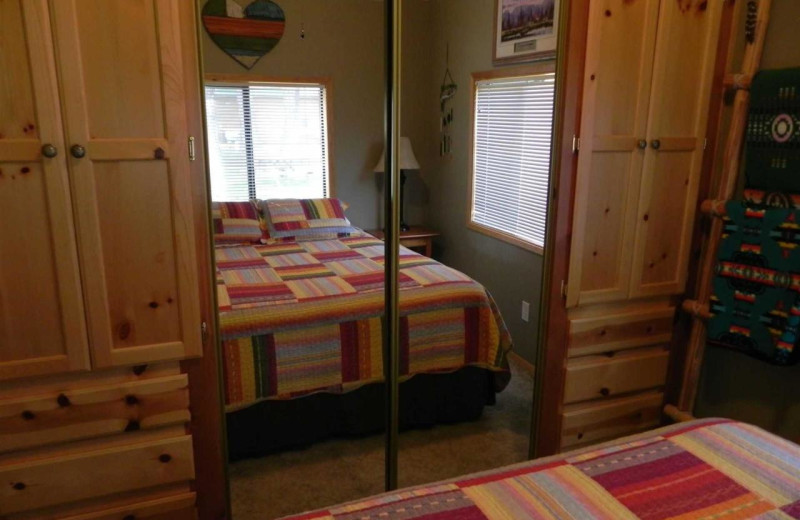 Cabin bedroom at Cold Springs Resort.