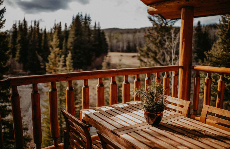 Guest balcony at Big Creek Lodge.