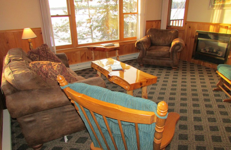 Guest living room at Elbow Lake Lodge.