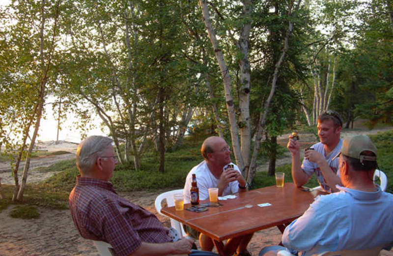 Chatting with friends at Tate Island Lodge.