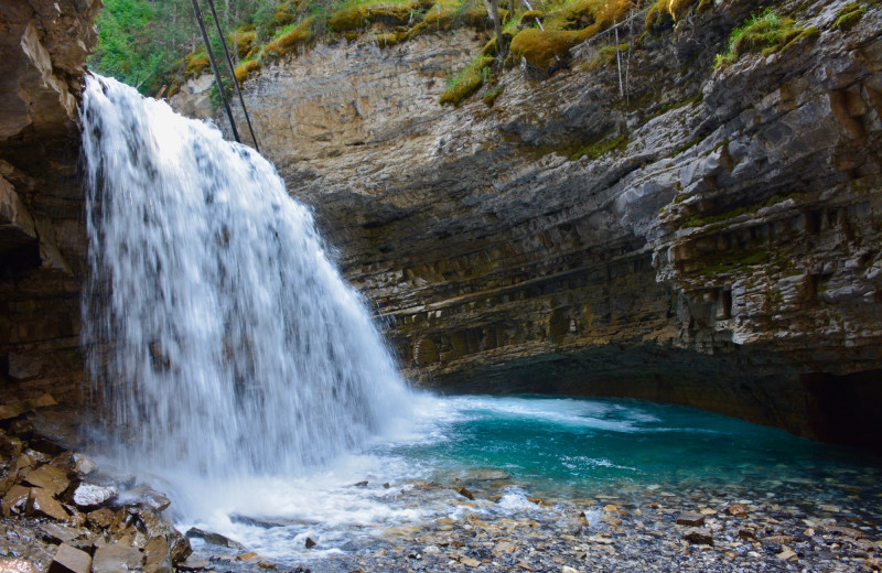 Waterfall at Johnston Canyon Resort.