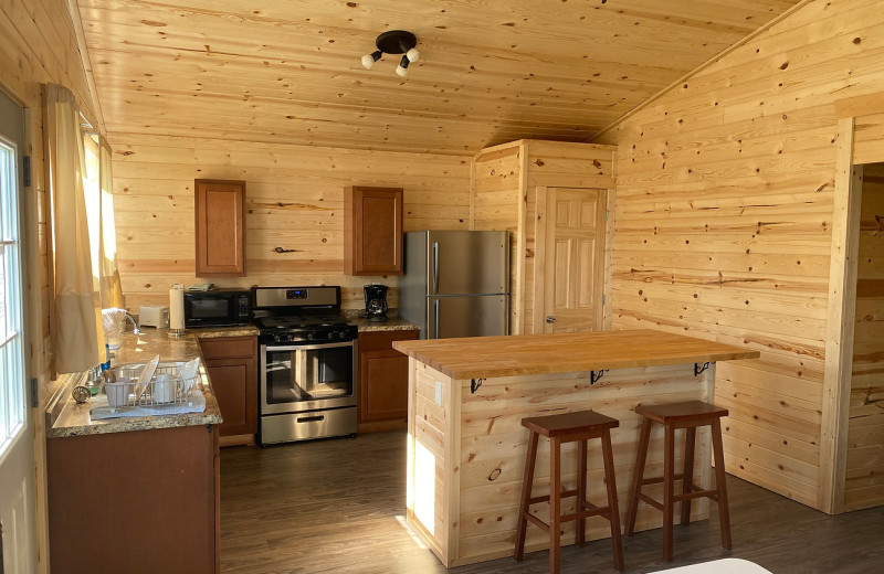 Cabin kitchen at Lakeview Resort.