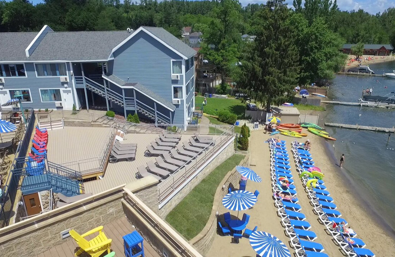 Aerial view of  Surfside on the Lake Hotel & Suites.