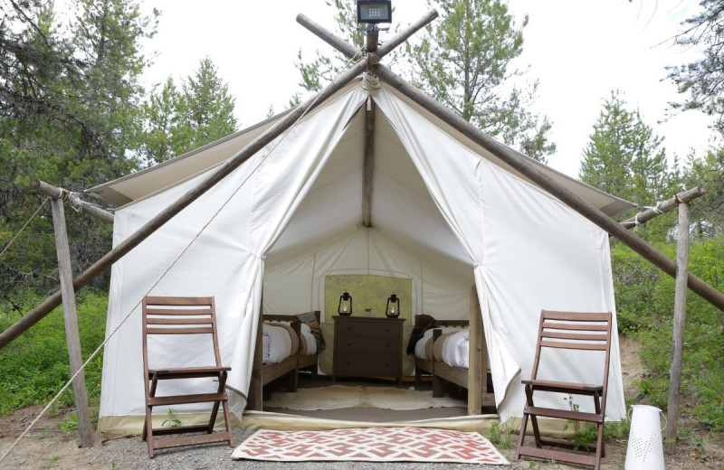 Guest tent at Under Canvas Great Smoky Mountains.