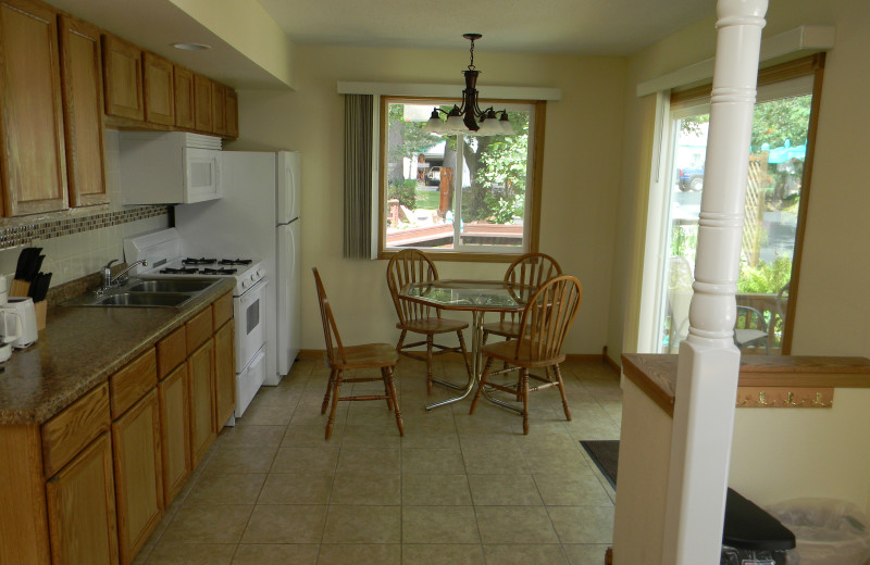 Cabin kitchen at Shorewood Resort.