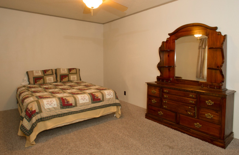 Cabin bedroom at Brady Mountain Resort & Marina.