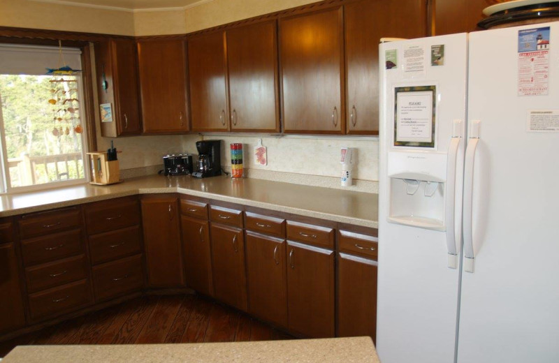Rental kitchen at Oceanfront Getaways.