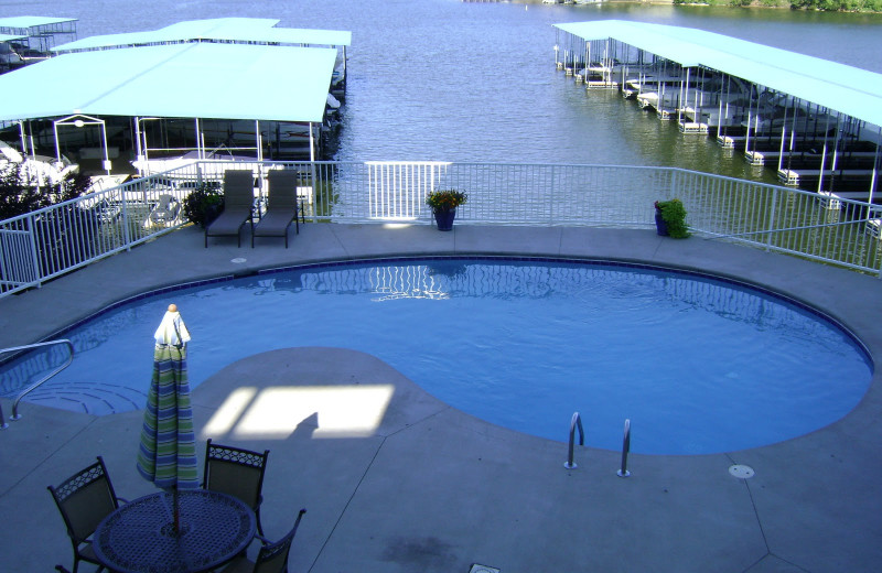 Vacation rental pool and marina at Your Lake Vacation/Al Elam Property Management.