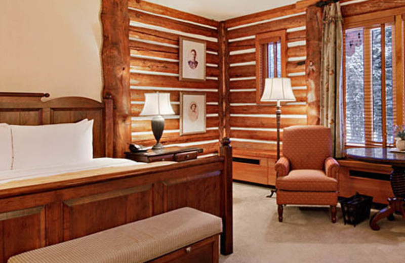 Guest bedroom at The Fairmont Jasper Park Lodge.