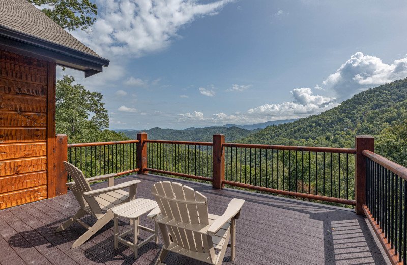 Deck at Black Bears & Biscuits Lodge.