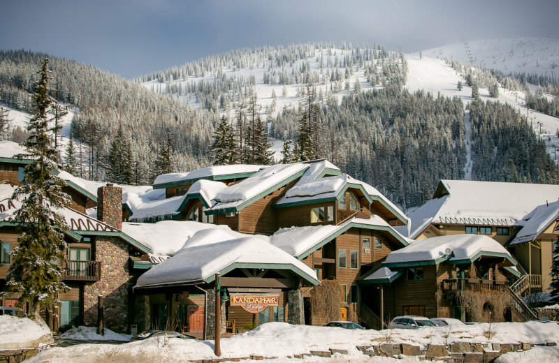 Winter exterior at Kandahar Lodge.