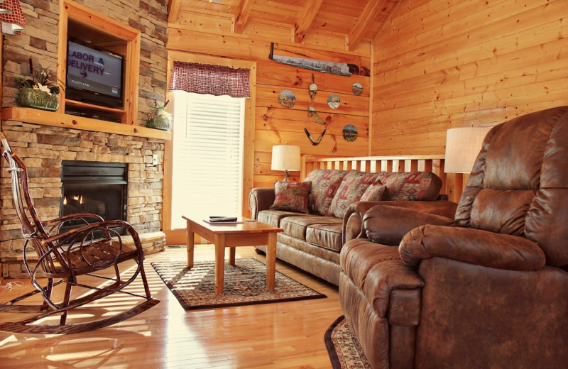 Cabin living room at Eagles Ridge Resort.