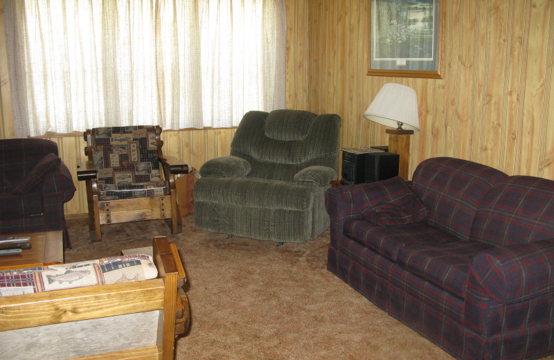 Cabin living room at Harris Hill Resort.