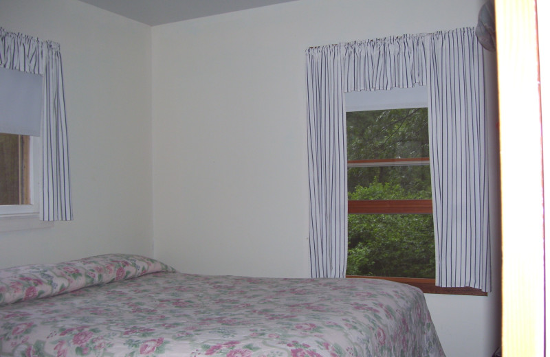 Cabin bedroom at Shady Hollow Resort and Campground.