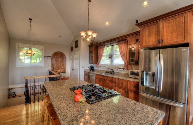 Rental kitchen at Hidden Creek Cabins.