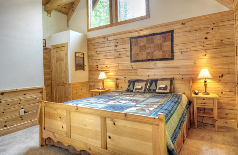 Cabin bedroom at Eagles Ridge Resort.