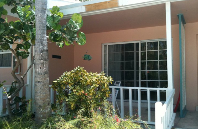 Exterior patio at Coral Bay Resort. 