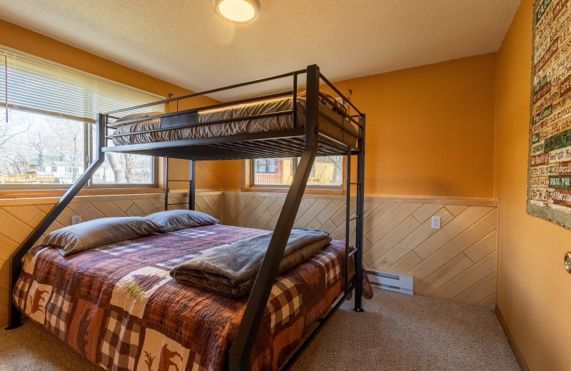 Cabin bedroom at Ten Mile Lake Resort.