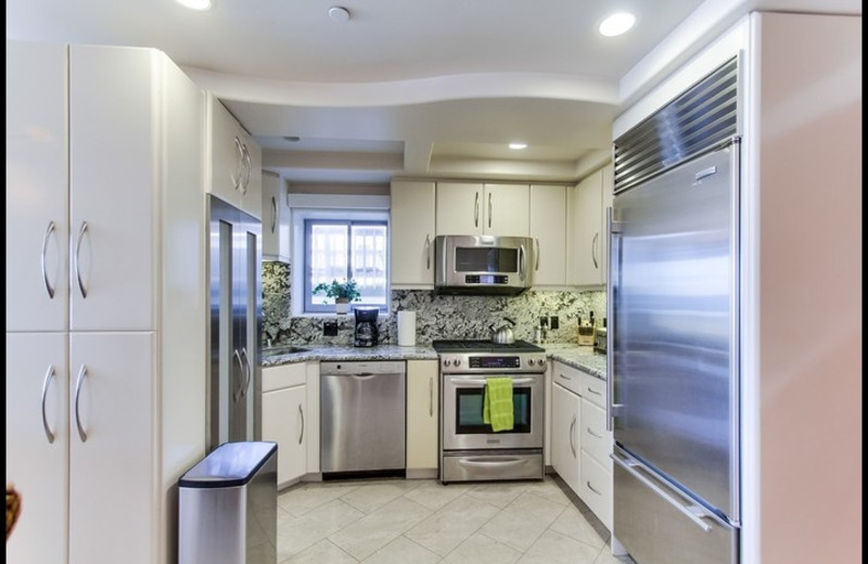 Rental kitchen at Surf Style Vacation Homes.