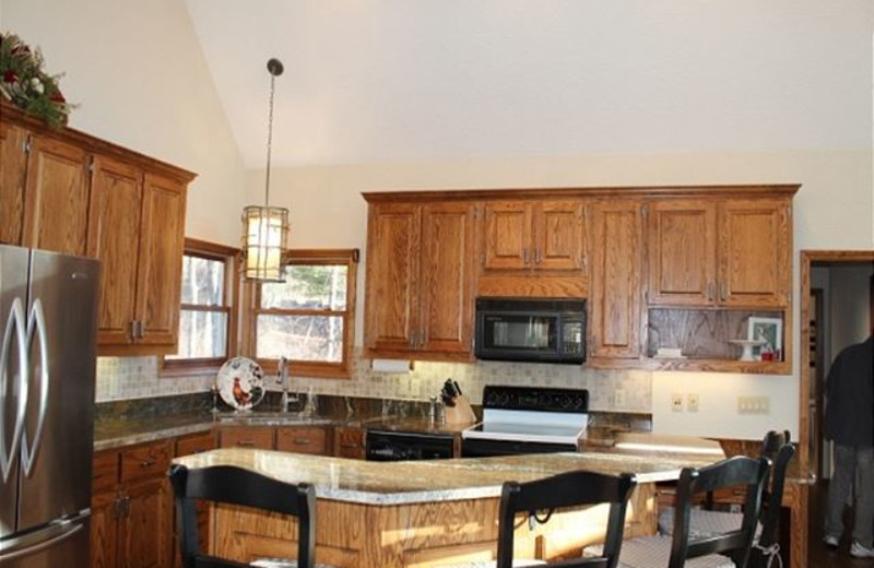 Rental kitchen at Mountain Lake Rentals.