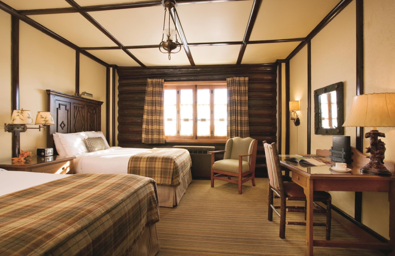 Guest room at Fairmont Le Chateau Montebello.